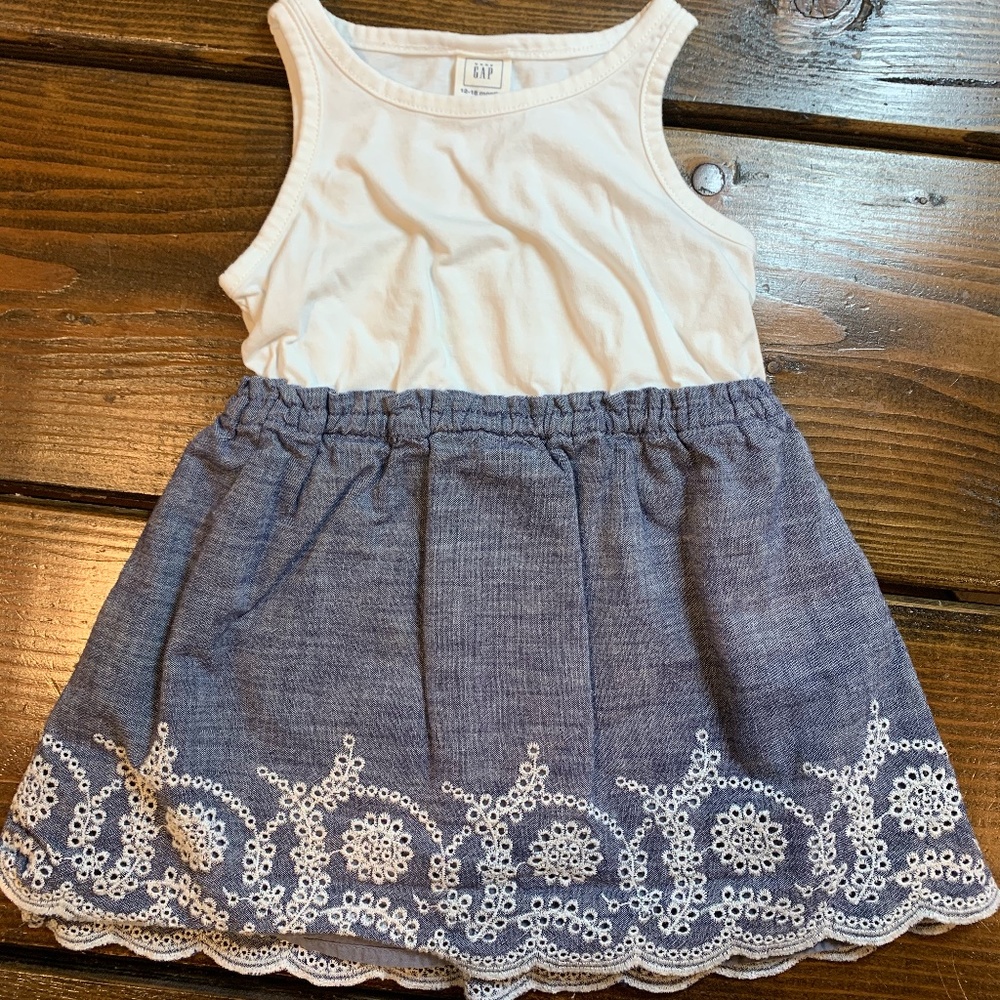 Baby Gap 12-18 month Dress - Blue/White